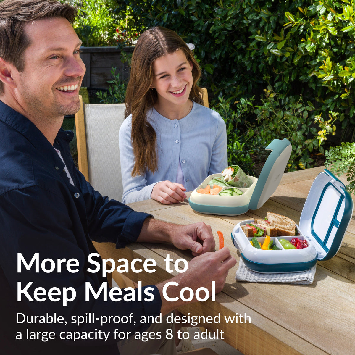 Bentgo® Chill Max Lunch Box - Bone and Glacier Blue | More Space To Keep Meals Cool - Durable, Spill-Proof, And Designed With A Larger Capacity For Ages 8 To Adult