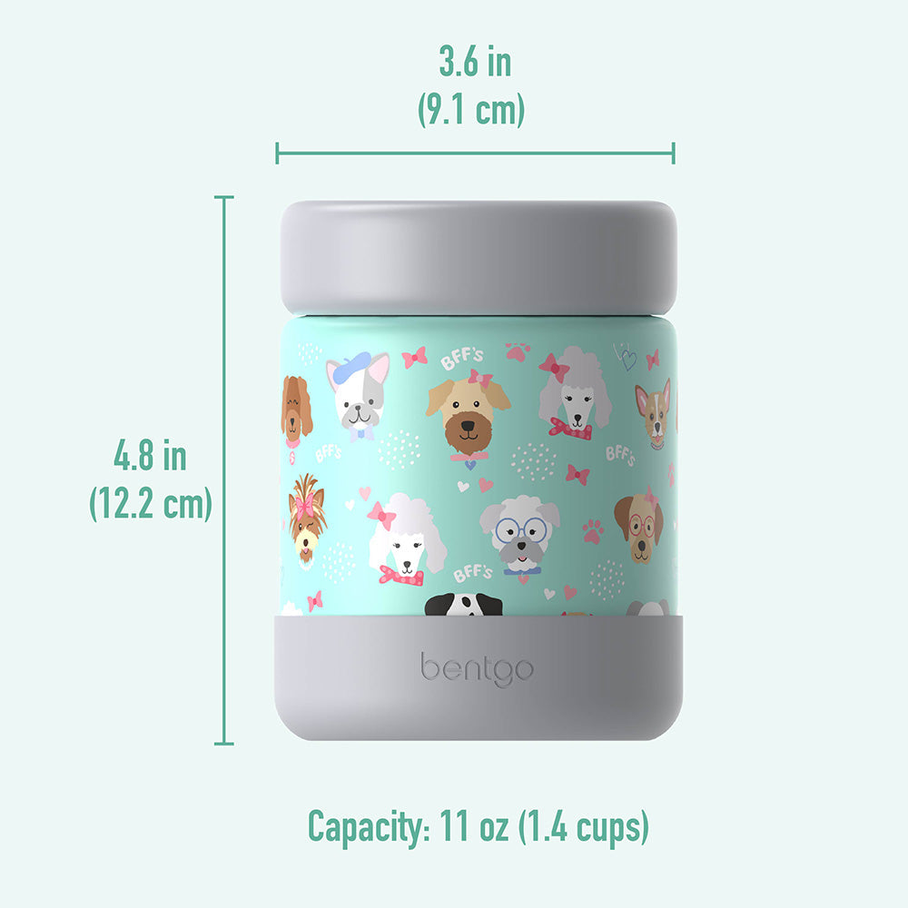 Bentgo® Kids Stainless Steel Food Jar - Puppy Love | Product Dimensions