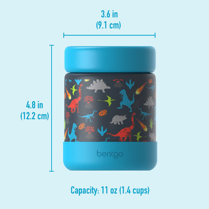 Bentgo® Kids Stainless Steel Food Jar - Dinosaur | Dimensions