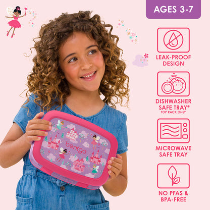 Bentgo Kids Prints Lunch Box - Fairies | Leak-Proof Design, Dishwasher Safe Tray (Top Rack Only), Microwave Safe Tray And No PFAS & BPA-Free
