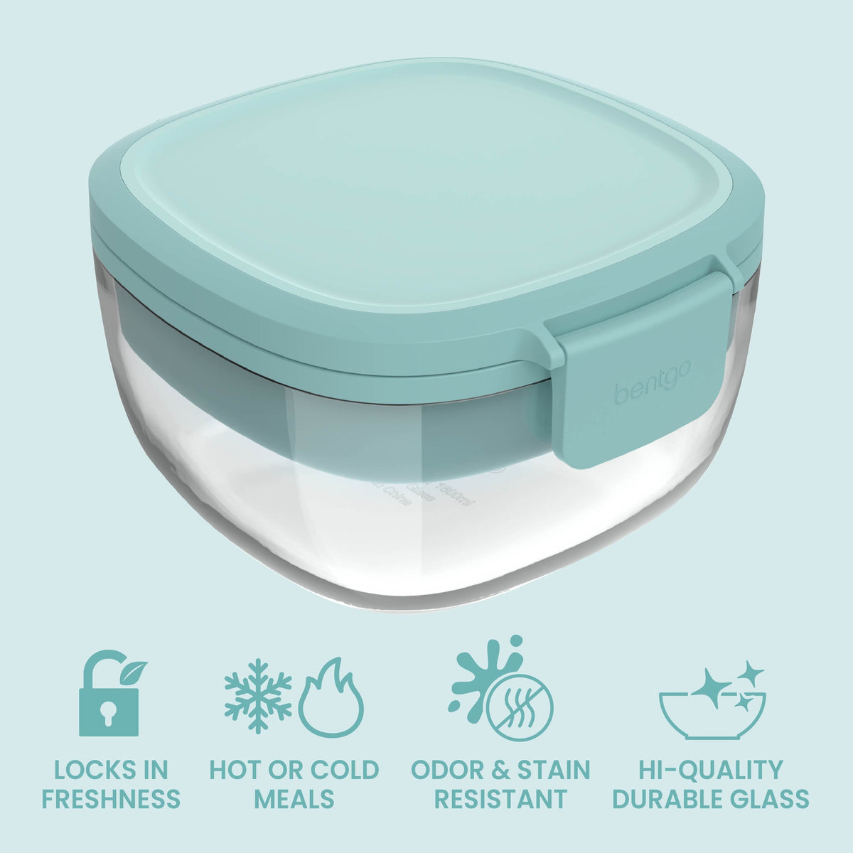 Bentgo® Glass Salad Container - Coastal Seaglass | Locks In Freshness, Great For Hot Or Cold Meals, Odor & Stain Resistant Container And Made With Hi-Quality Durable Glass