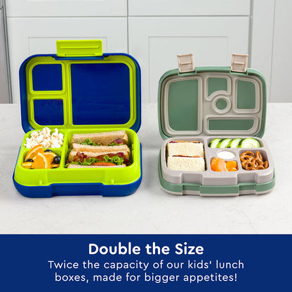 Bentgo® Pop Lunch Box- Navy Blue/Chartreuse | Double The Size - Twice The Capacity Of Our Kids’ Lunch Boxes, Made For Bigger Appetites!