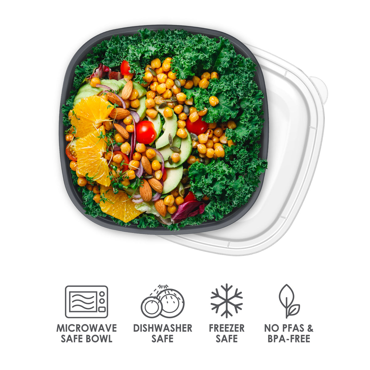 Bentgo® Prep 1-Compartment Bowls - Graphite | Microwave Safe Bowl, Dishwasher Safe, Freezer Safe, No PFAs & BPA-Free